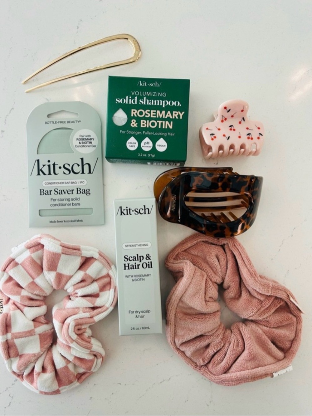 Kitsch Pink & Tortoiseshell Hair Accessory and Care Set